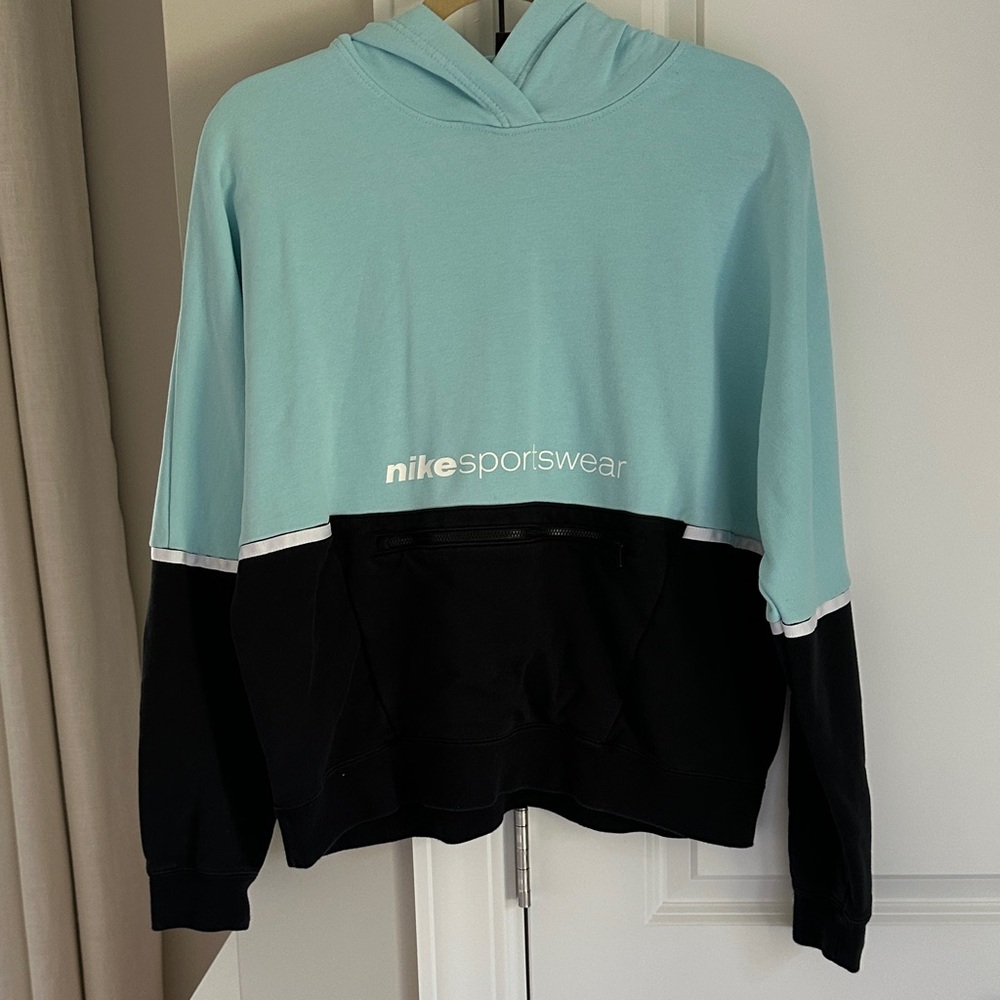 Nike Sportswear Aqua and Black Hoodie -medium